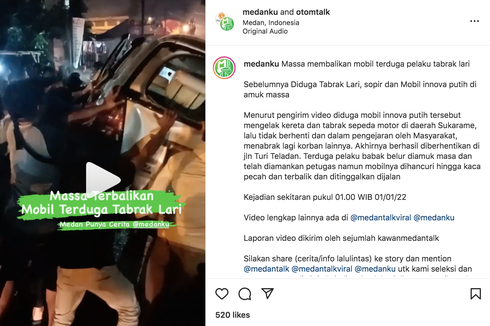 Diduga Pelaku Tabrak Lari, Massa Ngamuk Rusak Innova di Medan