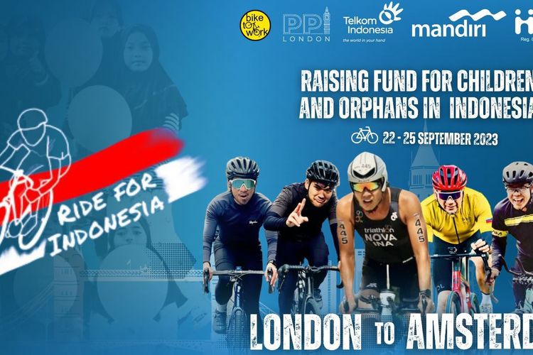 Sebanyak enam pesepeda yang tergabung dalam Ride for Indonesia akan menjalani kegiatan amal dengan gowes dari London, Inggris, ke Amsterdam, Belanda, pada 22 hingga 25 September 2023.