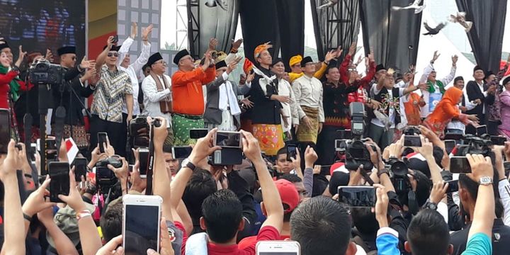 Deklarasi kampanye damai di Lapangan Monas, Jakarta, Minggu (23/9/2018).