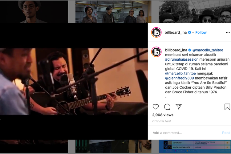 Marcello Tahitoe menggandeng Glenn Fredly untuk membawakan lagu You Are So Beautiful milik Joe Cocker. Lagu itu dipersembahkan bagi para tenaga medis yang merawat para penderita Covid-19.