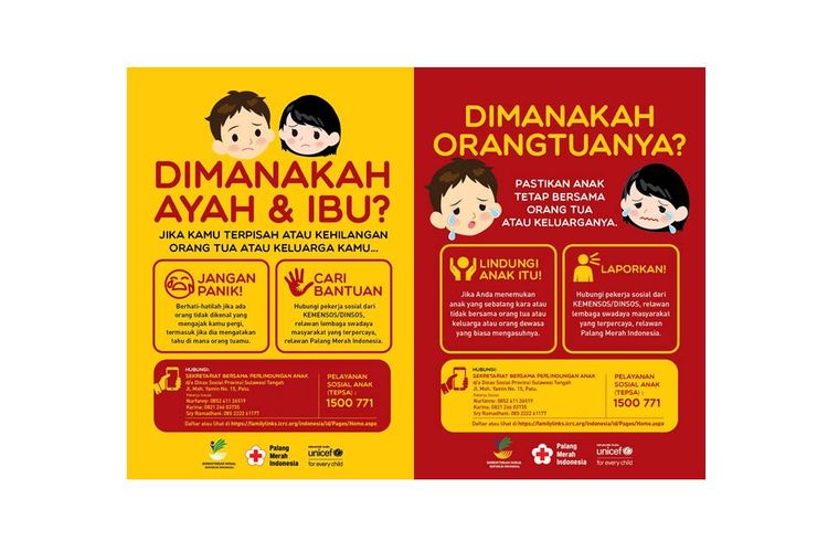 Kemensos dan Dinsos Perlindungan Anak di Palu berupaya menolong anak yang terpisah dari orangtua mereka.