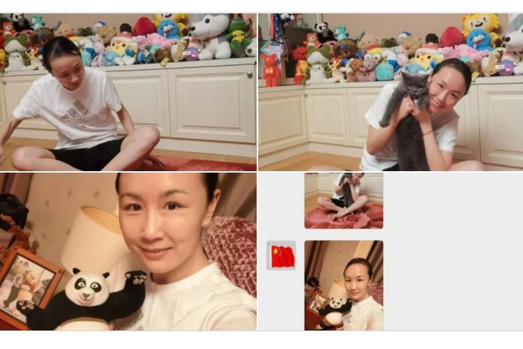 Foto Peng Shuai, bintang tenis China yang hilang usai menuduh mantan wakil perdana menteri Zhang Gaoli memaksanya berhubungan seks, diunggah oleh jurnalis dari media yang berafiliasi dengan negara China, Sabtu (19/11/2021).