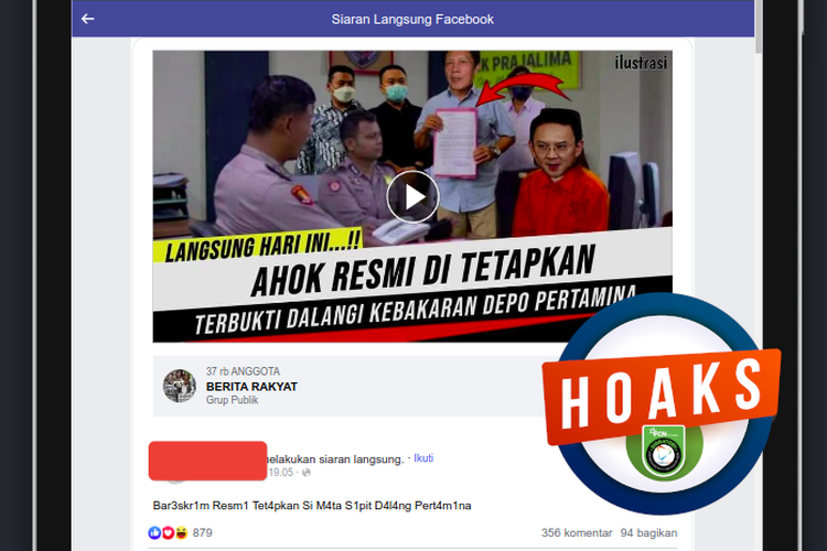 Hoaks Bareskrim Polri tetapkan Ahok sebagai tersangka dalang kebakaran Depo Pertamina Plumpang