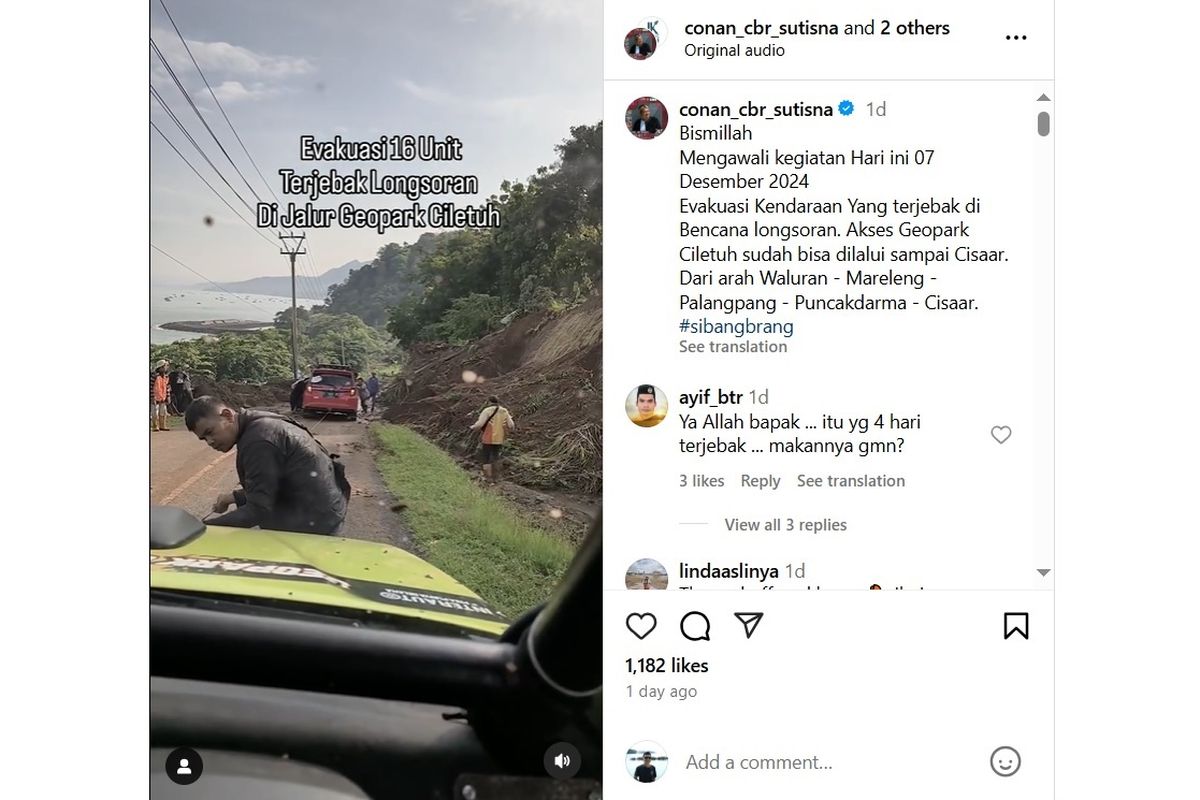 Belasan unit mobil diketahui terjebak saat bencana tanah longsor di Sukabumi, Jawa Barat, pada Desember 2024.