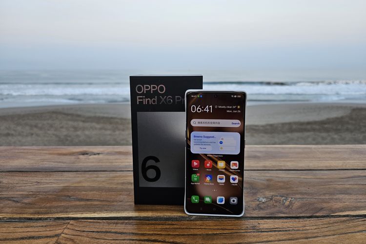 Tampang layar Oppo Find X6 Pro dan kotak kemasan versi ritel China.