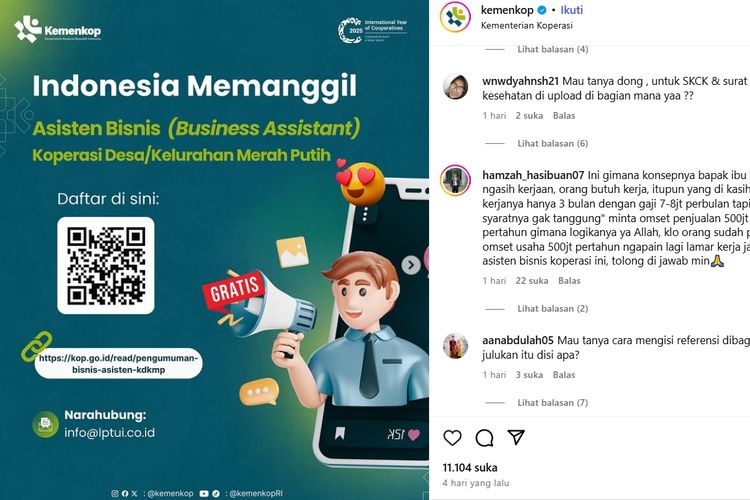 Kemenkop Buka 8.000 Pendamping Koperasi, Gaji 7,25 Juta