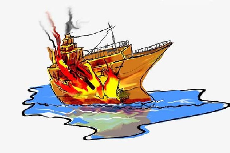 Ilustrasi kebakaran kapal