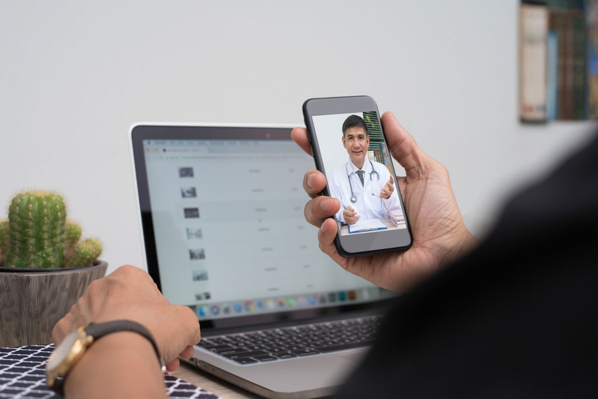 Ilustrasi telemedicine. Konsultasi dokter secara daring, platform telemedicine untuk pasien Covid-19.