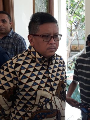 Sekjen PDI Perjuangan Hasto Kristiyanto di Rumah Cemara, Jakarta, Kamis (30/8/2018).