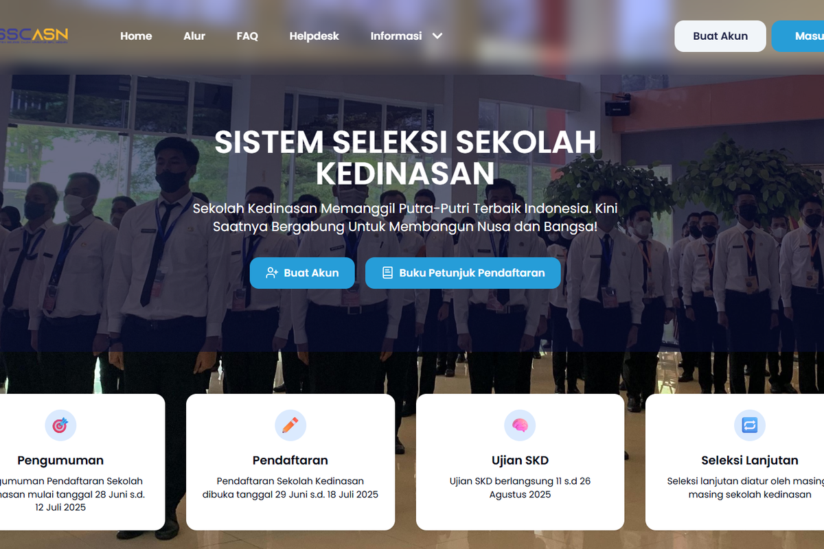 Tangkapan layar laman resmi membuat akun SSCASN Pendaftaran Sekolah Kedinasan 2025