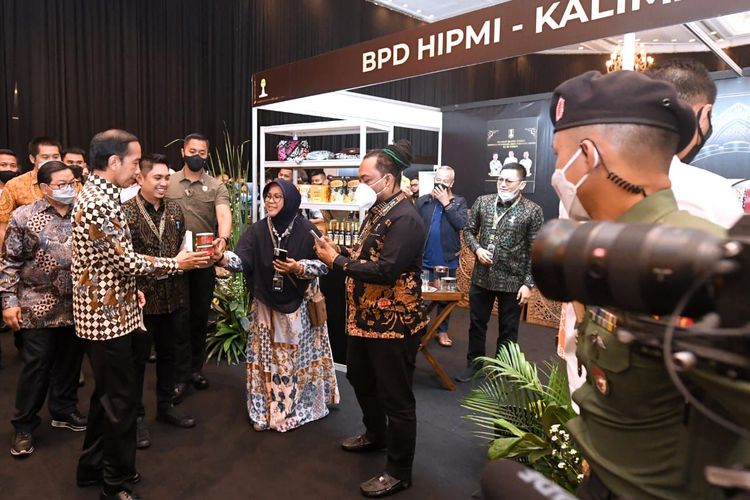 Suasana pameran HIPMI Expo yang dihadiri Presiden Joko Widodo di Jakarta Convention Center, Jumat (10/6/2022). 