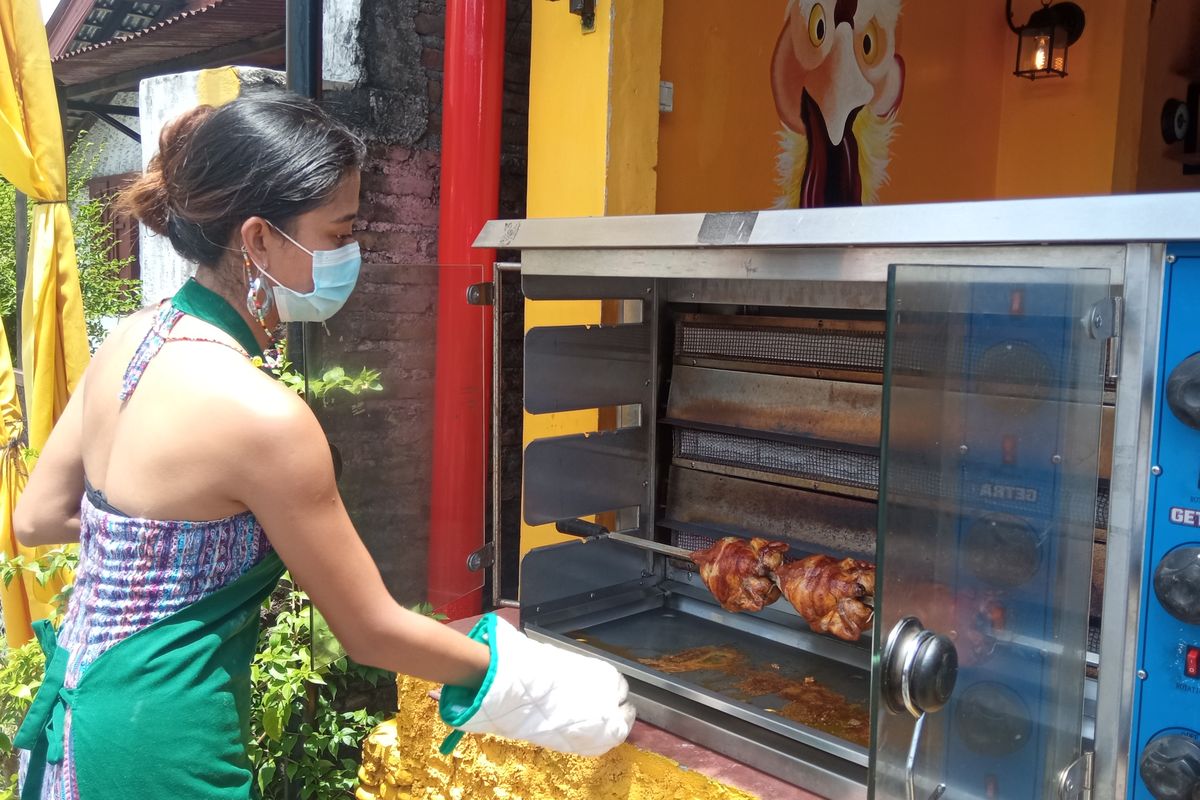 Veronica while selling out Belgian grilled chicken on Friday, March 26.