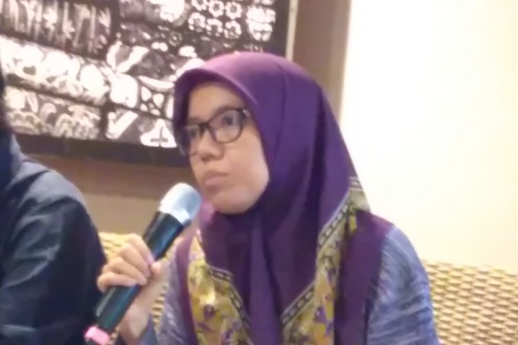 Peneliti ICW Mouna Wasef di kawasan Cikini, Jakarta, Jumat (24/3/2017)