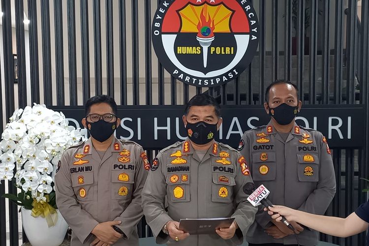 Kepala Bagian Penerangan Umum Divisi Humas Polri Kombes (Pol) Ahmad Ramadhan di Mabes Polri, Jakarta, Senin (22/11/2021).