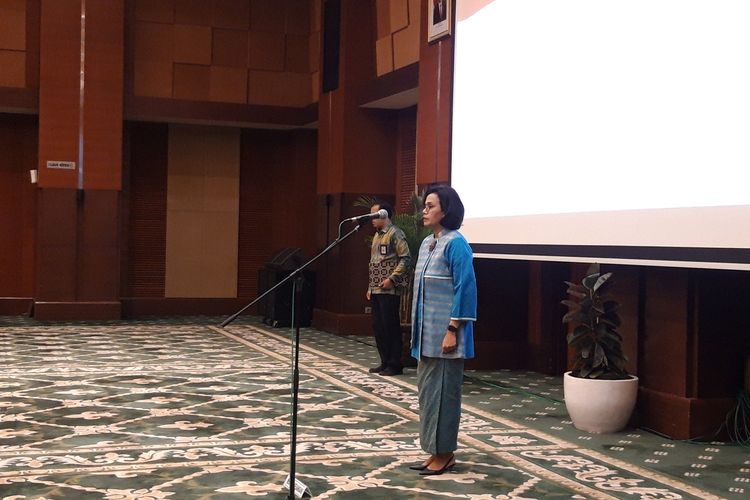 Menteri Keuangan Sri Mulyani Indrawati ketika melantik Staf Ahli Menteri Keuangan di Jakarta, Jumat (31/1/2020).