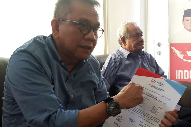 Ketua Seknas Prabowo-Sandi M. Taufik di Kantor Seknas, Menteng, Jakarta Pusat, Senin (6/5/2019)