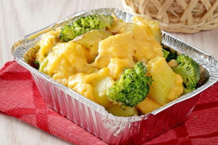 Ilustrasi brokoli saus keju.