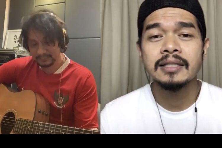 Duet Vincent Rompies dan Bambang Pamungkas saat mengcover lagu “Unwell”. (Bidikan layar Instagram Vincent Rompies). 