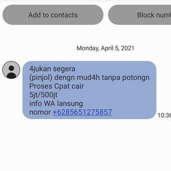 contoh sms spam pinjaman yang meresahkan