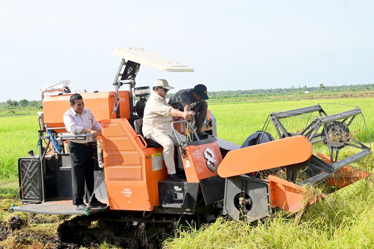 Foto : Prabowo Tinjau Panen Padi di Merauke, Naik Mesin "Combine Harvester"  Bareng Warga Halaman 1