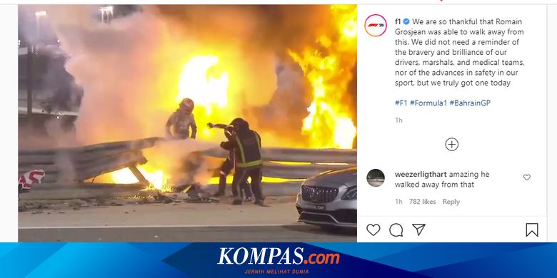 Hamilton Bersyukur Pagar Pembatas Tak Membuat Kepala Grosjean Cedera Serius