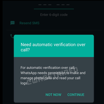 Tangkapan layar po-up notifikasi fitur Flash Call yang diunggah akun WA Beta Info.