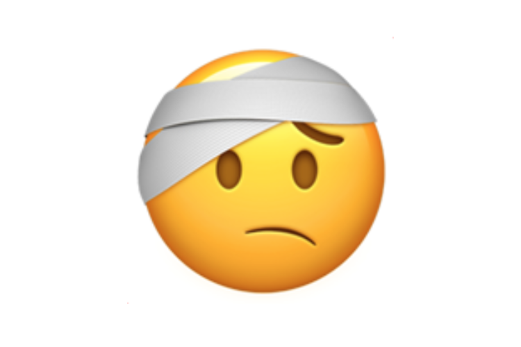 Ilustrasi emoji wajah dengan kepala dibalut.
