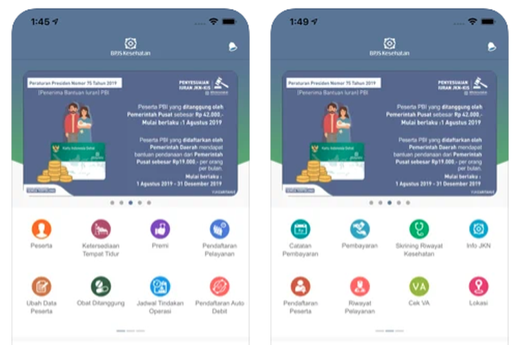 Tampilan aplikasi Mobile JKN di iOS