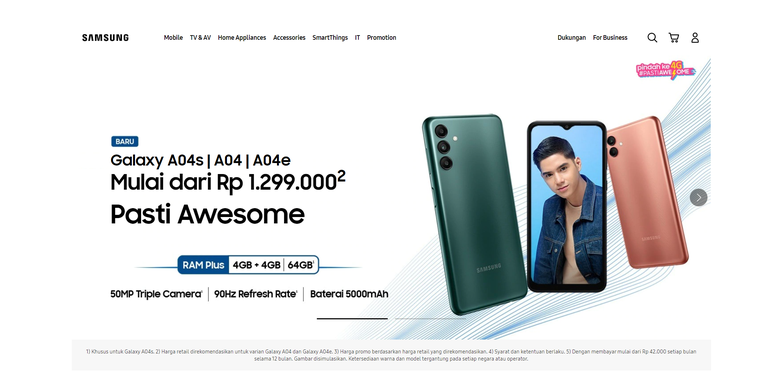 Samsung Galaxy A04 series di Indonesia.