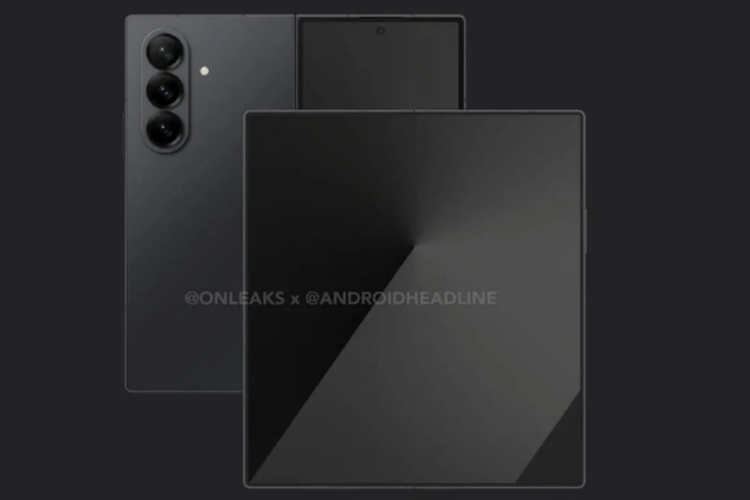 Gambar render Samsung Galaxy Z Fold 7 yang dibagikan oleh tipster OnLeaks (OnLeaks x Android Headlines)