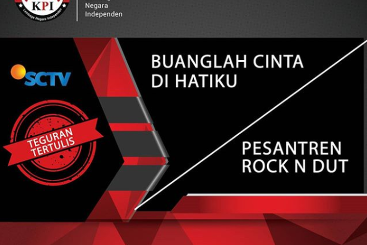 KPI Pusat menegur FTV Buanglah Cinta Hatiku dan sinetron Pesantron Rock N Dut lewat tertulis.