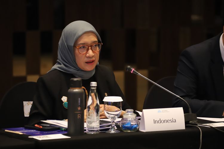 Menteri Pendayagunaan Aparatur Negara dan Reformasi Birokrasi (PANRB), Rini Widyantini, dalam acara Organisation for Economic Co-operation and Development (OECD) Innovative, Digital and Open Government (INDIGO) Network in Southeast Asia 2025 di Jakarta, Kamis (22/5/2025).