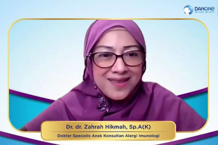 Dokter Spesialis Anak Konsultan Alergi Imunologi, Dokter Zahrah Hikmah dalam webinar Bicara Gizi 'Ketahui Kaitan Anak Alergi Susu Sapi dengan Stunting' pada Rabu (31/5)