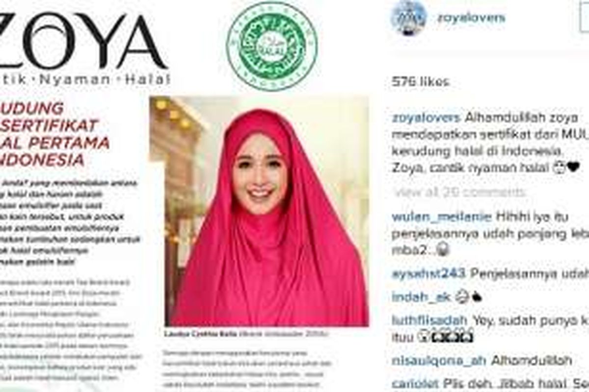 Poster kerudung halal dari Zoya