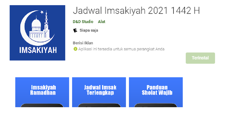 Aplikasi Jadwal Imsakiyah 2021 - 1442 H, untuk mengetahui waktu imsak Ramadan 2021