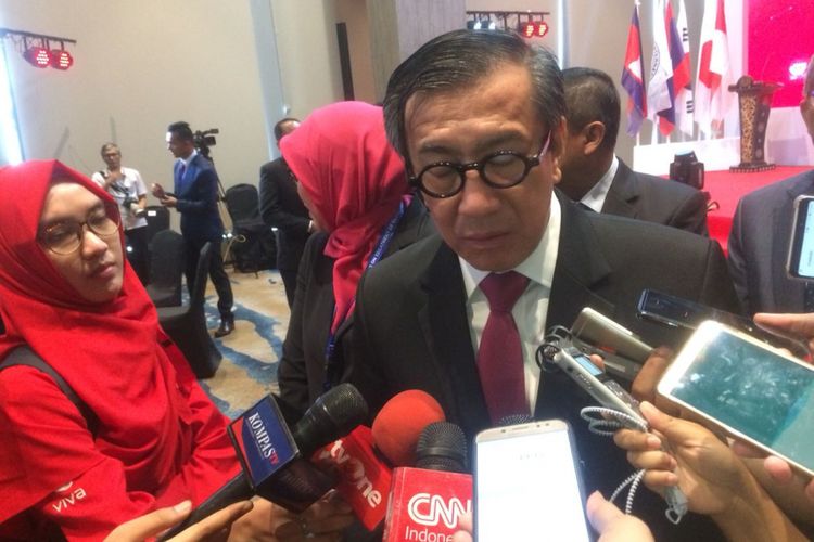 Menteri Hukum dan HAM Yasonna Hamonangan Laoly di Hotel Grand Mercure, Kemayoran, Jakarta Pusat, Rabu (17/10/2018