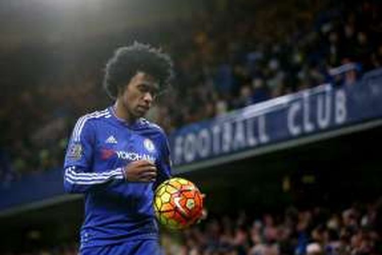 Gelandang Chelsea, Willian, tampil pada laga Premier League kontra Norwich City di Stadion Stamford Bridge, 21 November 2015.