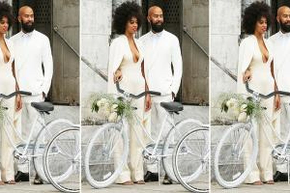 Gaun pengantin jumpsuit unik jadi pilihan Solange Knowles