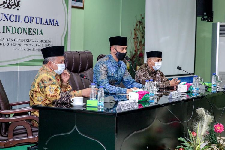 Ketua Umum PD AHY bertemu dengan pimpinan Majelis Ulama Indonesia (MUI), di Kantor Pusat MUI, Jakarta, Selasa (14/7/2020).