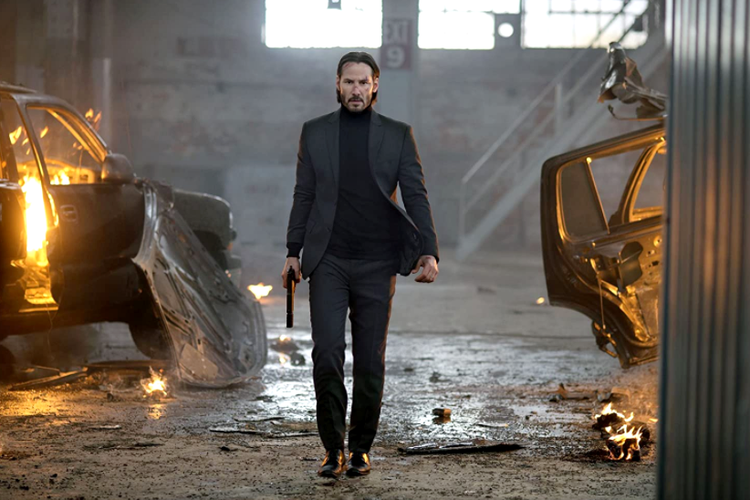 Keanu Reeves dalam film thriller aksi John Wickn (2014).