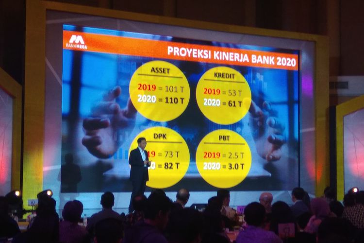 Direktur Utama Bank Mega Kostaman Thayib dalam pemaparan Bank Mega Public Expo periode 2019 di Jakarta, Kamis (5/3/2020).