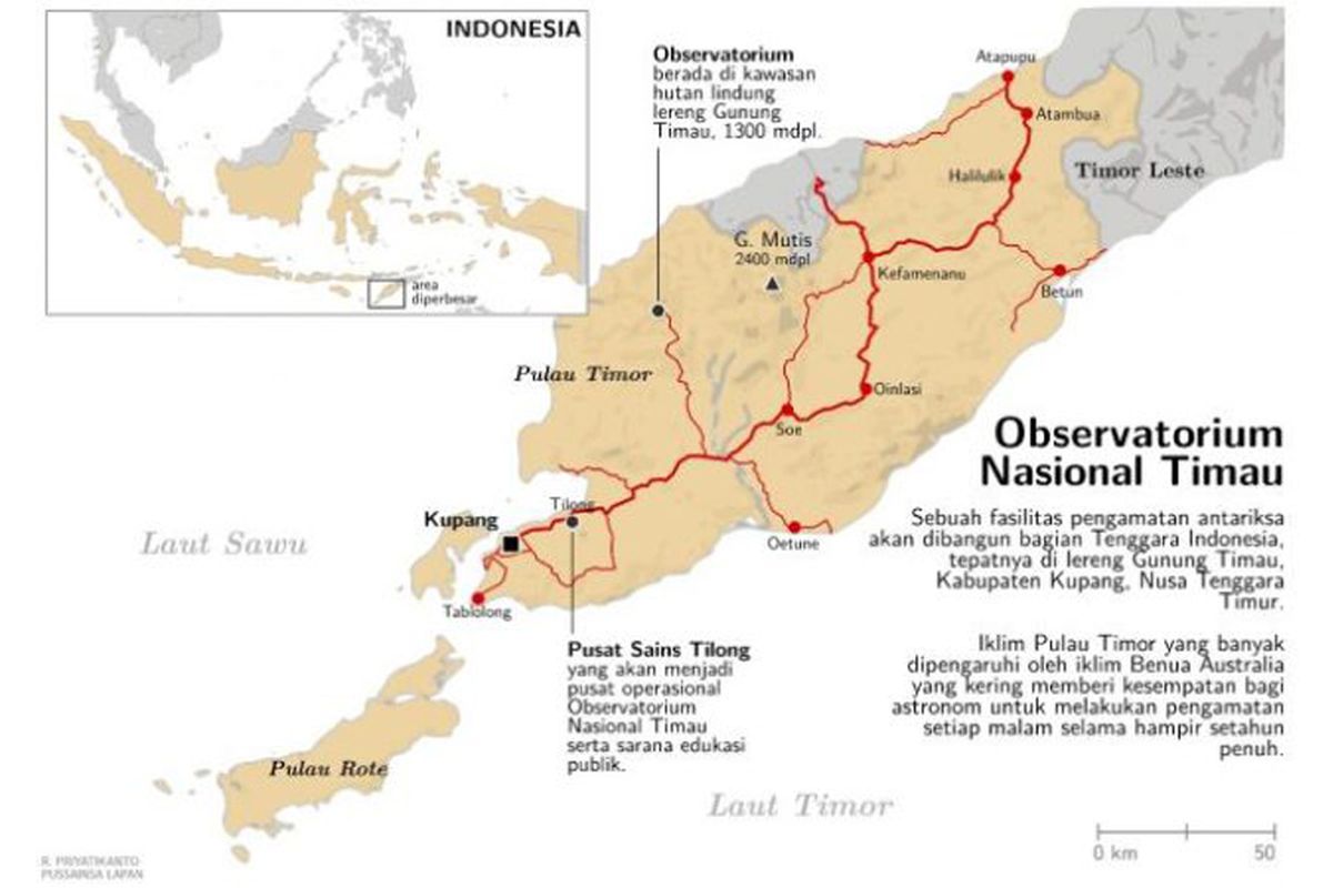 Lokasi Observatorium Nasional Timau di Kecamatan Amfoang Tengah, Kabupaten Kupang, Nusa Tenggara Timur.