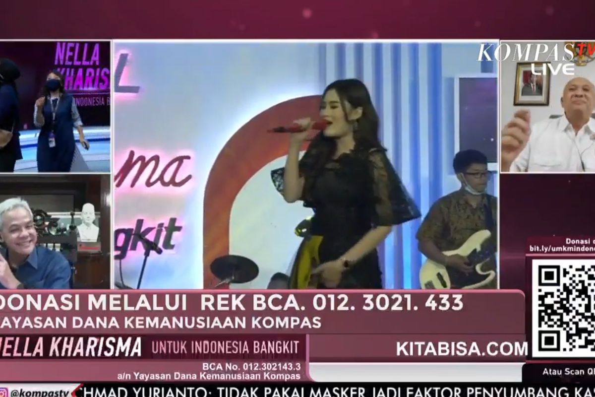 Bidikan layar siaran langsung 优游国际TV dalam konser virtual bersama Nella Kharisma. 