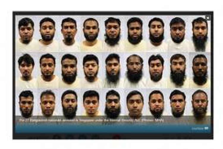 Kementerian Dalam Negeri Singapura merilis foto 27 terduga teroris yang ditangkap pihak keamanan setempat, Rabu (20/1/2016). Seluruh terduga teroris adalah warga negara Bangladesh yang menyiapkan aksi terorisme di negera asalnya.