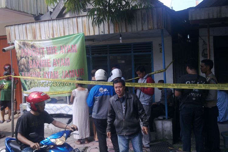 Lokasi tempat penemuan mayat penjual bakmie di Jl.Sultan Agung Kota Kediri, Jawa Timur, Kamis (4/5/2017).