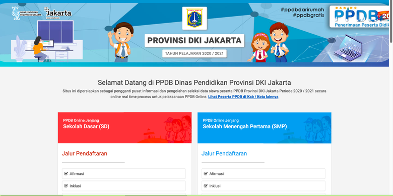 Tangkapan layar web PPDB DKI Jakarta