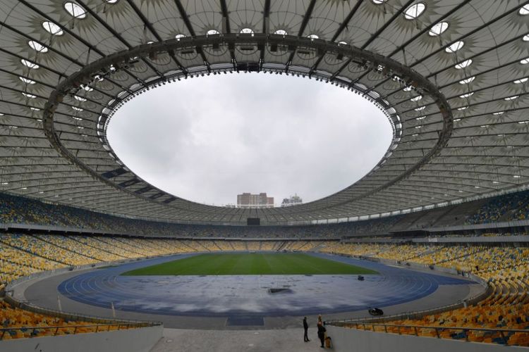 NSC Olimpiyskiy menjadi tempat final Liga Champions 2018 antara Real Madrid dan Liverpool, Sabtu (26/5/2018). 