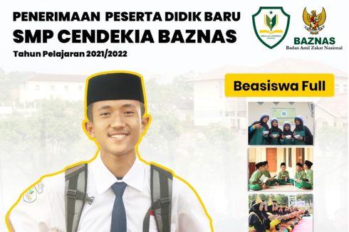 Pendaftaran SMP Gratis Cendekia Baznas Dibuka, Bebas Biaya Hidup