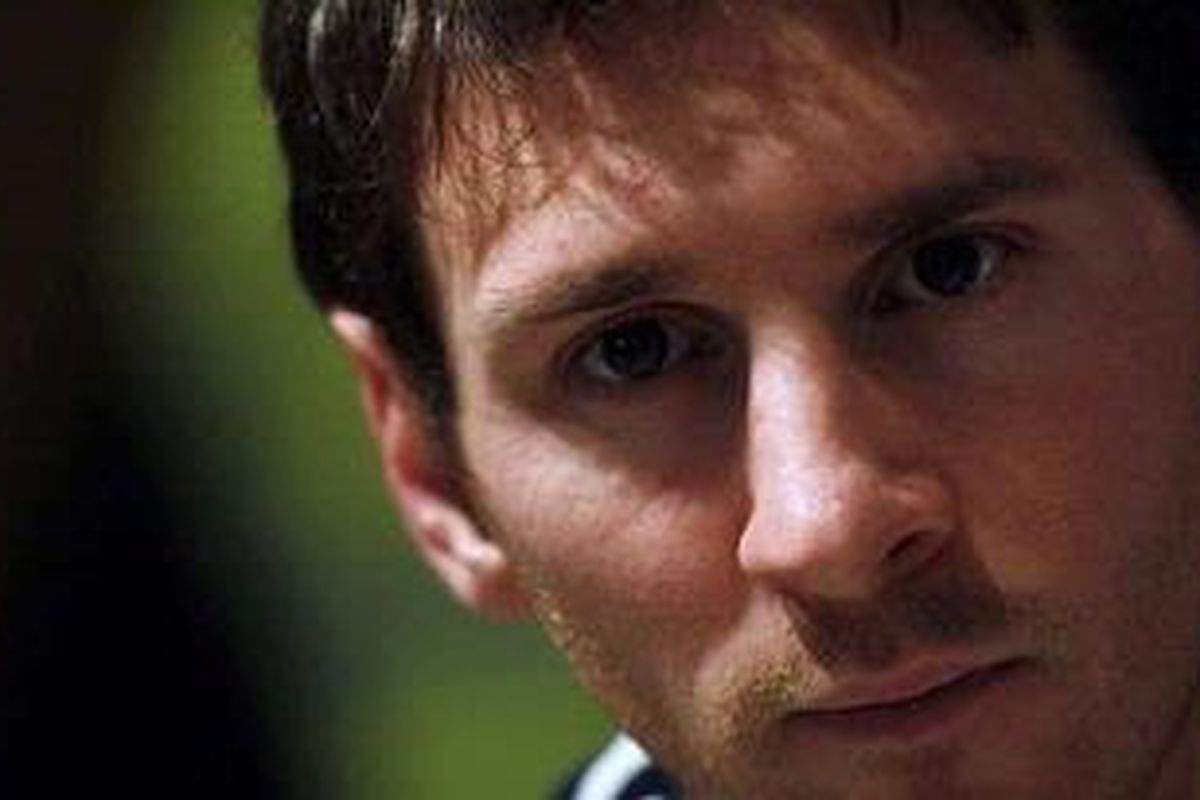 Penyerang Argentina dan Barcelona, Lionel Messi. 