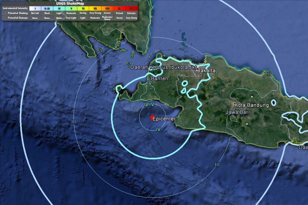 Pusat gempa pada Selasa (23/1/2018) pukul 13.34 WIB berdasarkan data USGS